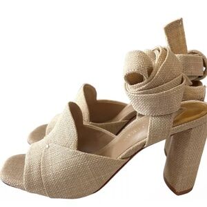 Antonio Milani Margey Linen Ankle Wrap Dress Sandals